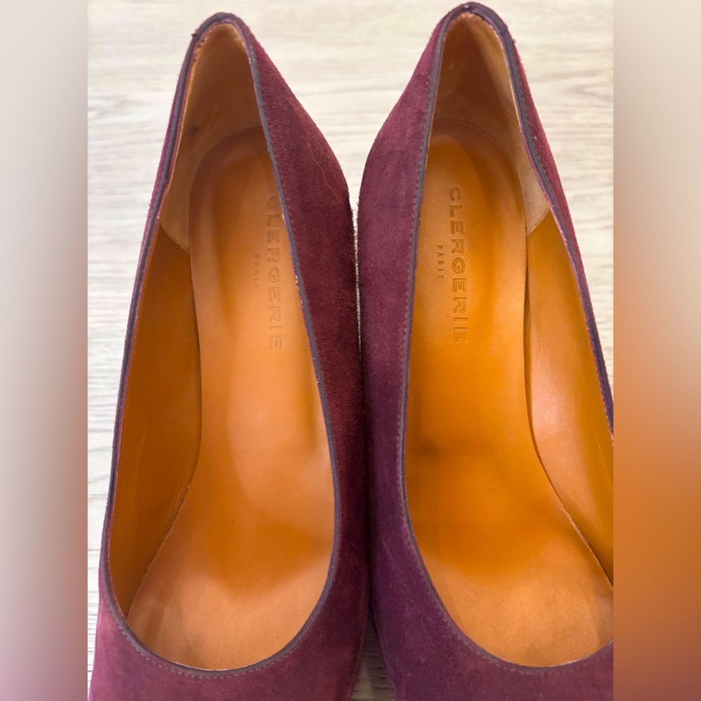Clergie Blandine Suede Platform Wedge Pump Size 38 In Burgundy - Picture 3 of 9